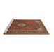 Sideview of Machine Washable Medallion Brown Traditional Rug, wshtr1157brn