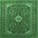 Square Medallion Emerald Green Traditional Rug, tr1157emgrn