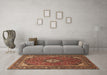 Machine Washable Medallion Brown Traditional Rug in a Living Room,, wshtr1157brn