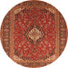 Machine Washable Medallion Orange Traditional Area Rugs, wshtr1157org