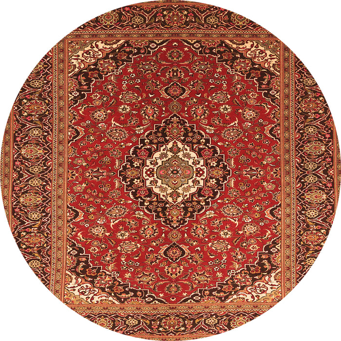 Square Medallion Orange Traditional Rug, tr1157org