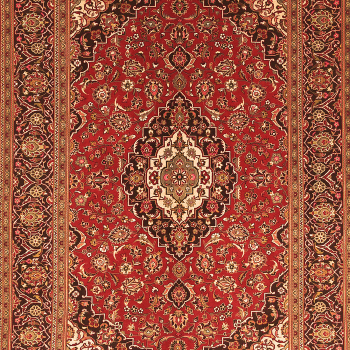 Serging Thickness of Machine Washable Medallion Orange Traditional Area Rugs, wshtr1157org