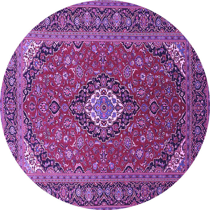 Round Medallion Purple Traditional Rug, tr1157pur