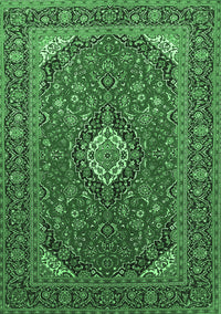 Medallion Emerald Green Traditional Rug, tr1157emgrn