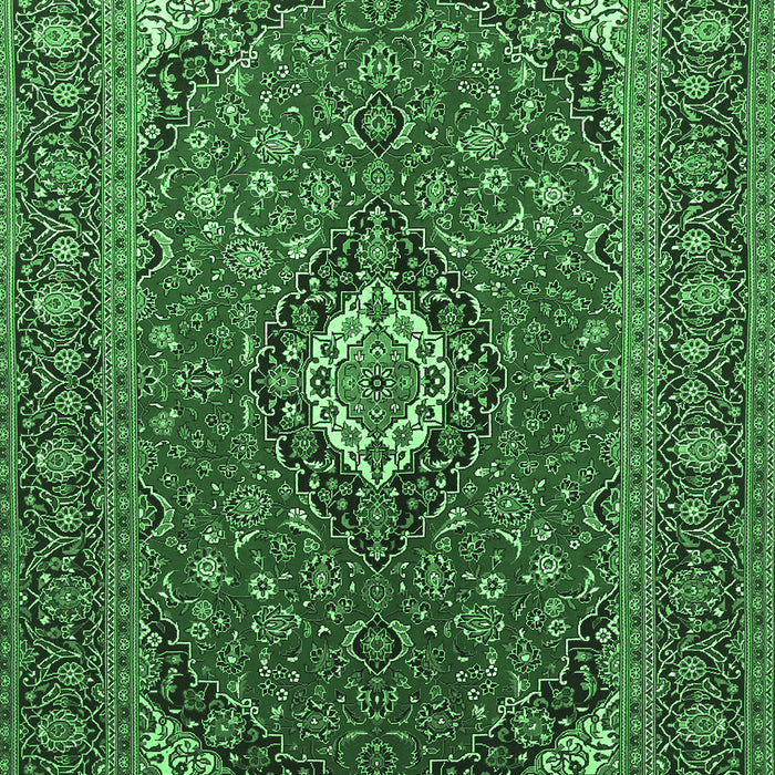 Machine Washable Medallion Emerald Green Traditional Area Rugs, wshtr1157emgrn