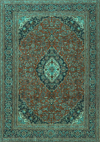 Medallion Turquoise Traditional Rug, tr1158turq