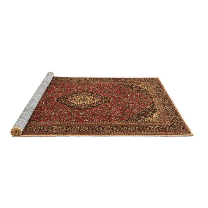 Sideview of Machine Washable Medallion Brown Traditional Rug, wshtr1158brn