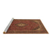 Sideview of Machine Washable Medallion Brown Traditional Rug, wshtr1158brn