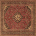 Square Medallion Brown Traditional Rug, tr1158brn