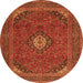 Machine Washable Medallion Orange Traditional Area Rugs, wshtr1158org