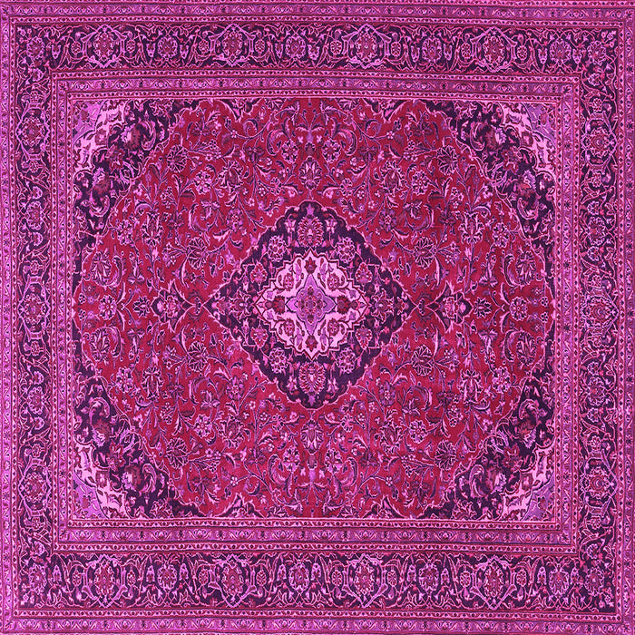 Square Machine Washable Medallion Pink Traditional Rug, wshtr1158pnk