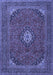 Machine Washable Medallion Blue Traditional Rug, wshtr1158blu