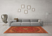 Machine Washable Medallion Orange Traditional Area Rugs in a Living Room, wshtr1158org