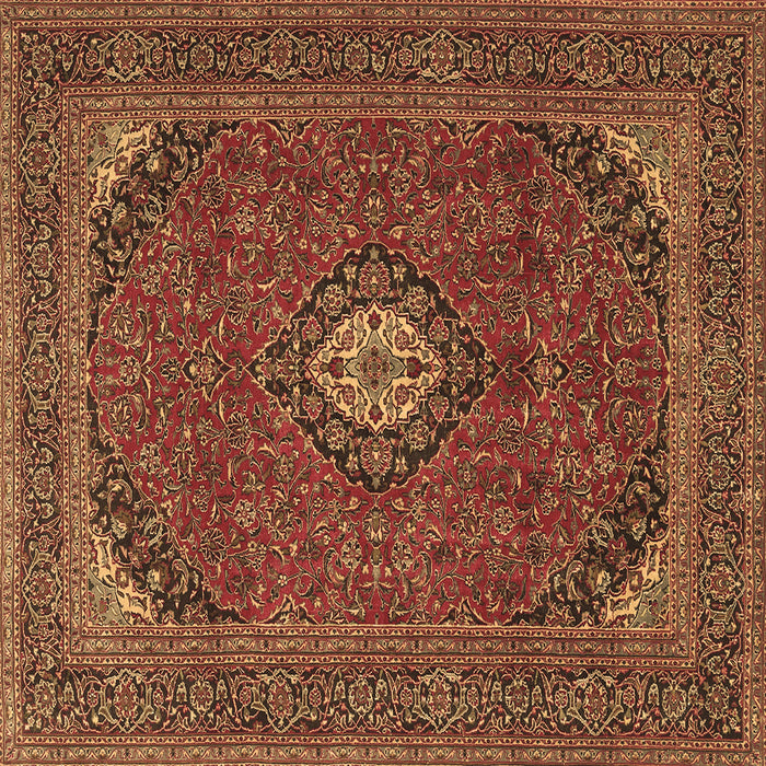Square Machine Washable Medallion Brown Traditional Rug, wshtr1158brn