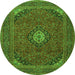 Square Medallion Green Traditional Rug, tr1158grn