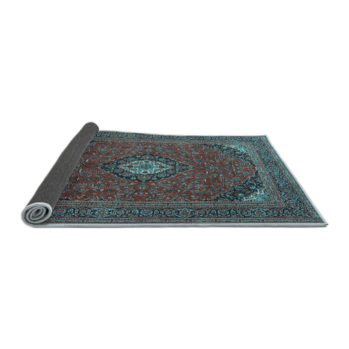 Sideview of Medallion Light Blue Traditional Rug, tr1158lblu