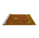 Sideview of Machine Washable Medallion Yellow Traditional Rug, wshtr1158yw