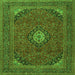 Round Machine Washable Medallion Green Traditional Area Rugs, wshtr1158grn