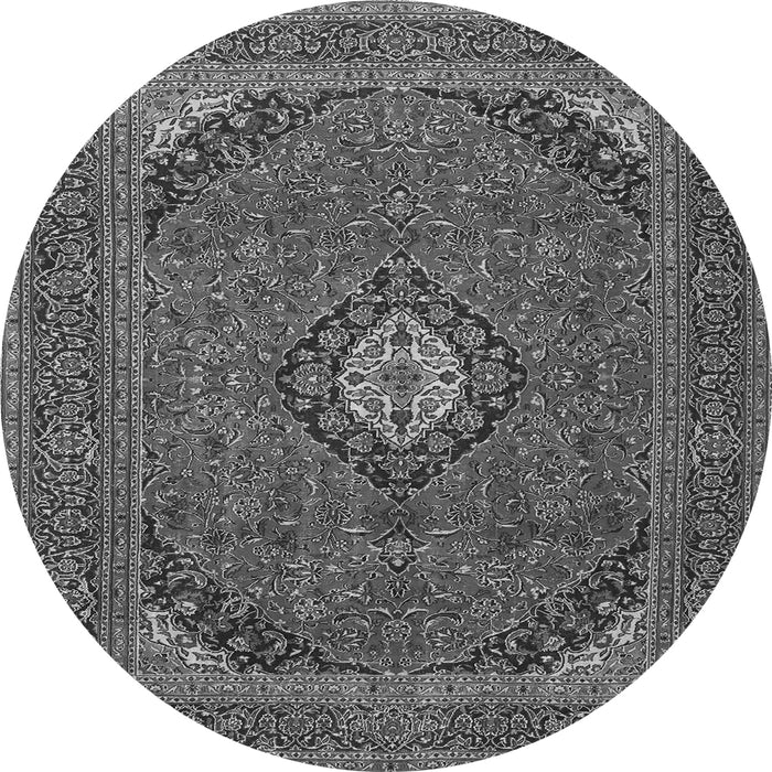 Machine Washable Medallion Gray Traditional Rug, wshtr1158gry
