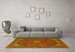 Machine Washable Medallion Yellow Traditional Rug in a Living Room, wshtr1158yw
