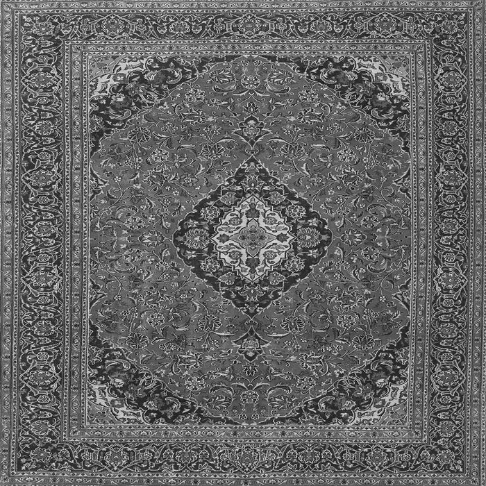 Round Machine Washable Medallion Gray Traditional Rug, wshtr1158gry