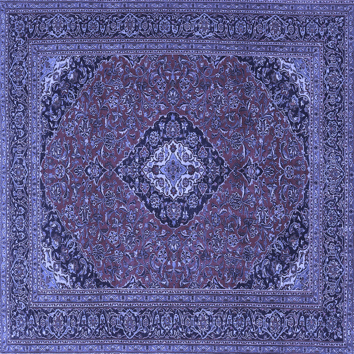 Square Machine Washable Medallion Blue Traditional Rug, wshtr1158blu