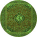 Machine Washable Medallion Green Traditional Area Rugs, wshtr1158grn