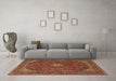 Machine Washable Medallion Brown Traditional Rug in a Living Room,, wshtr1158brn