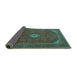 Sideview of Medallion Turquoise Traditional Rug, tr1158turq