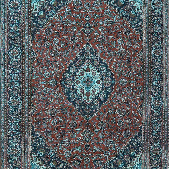 Machine Washable Medallion Light Blue Traditional Rug, wshtr1158lblu