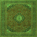 Serging Thickness of Medallion Green Traditional Rug, tr1158grn