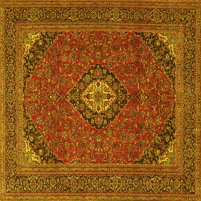 Square Medallion Yellow Traditional Rug, tr1158yw