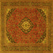 Square Medallion Yellow Traditional Rug, tr1158yw