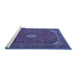 Sideview of Machine Washable Medallion Blue Traditional Rug, wshtr1158blu