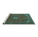Sideview of Machine Washable Medallion Turquoise Traditional Area Rugs, wshtr1158turq