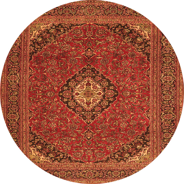 Square Medallion Orange Traditional Rug, tr1158org