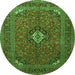 Square Medallion Green Traditional Rug, tr1159grn