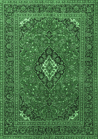 Medallion Emerald Green Traditional Rug, tr1159emgrn