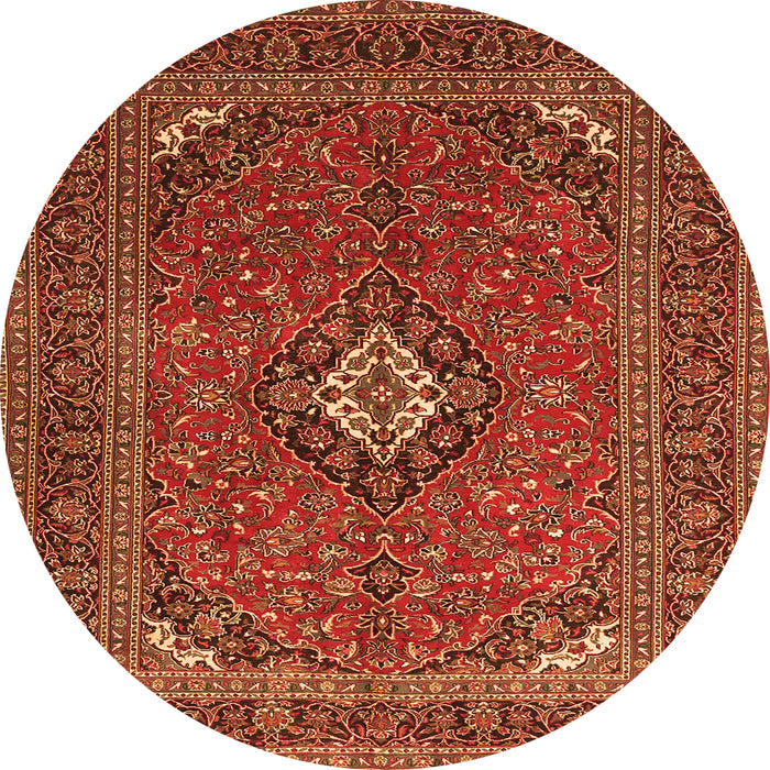 Square Medallion Orange Traditional Rug, tr1159org