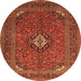 Square Medallion Orange Traditional Rug, tr1159org