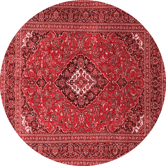Machine Washable Medallion Red Traditional Rug, wshtr1159red
