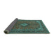 Sideview of Medallion Turquoise Traditional Rug, tr1159turq