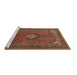 Sideview of Machine Washable Medallion Brown Traditional Rug, wshtr1159brn