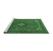 Sideview of Machine Washable Medallion Emerald Green Traditional Area Rugs, wshtr1159emgrn