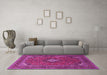 Machine Washable Medallion Pink Traditional Rug in a Living Room, wshtr1159pnk