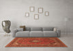 Machine Washable Medallion Orange Traditional Area Rugs in a Living Room, wshtr1159org