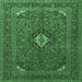 Square Machine Washable Medallion Emerald Green Traditional Area Rugs, wshtr1159emgrn