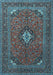 Machine Washable Medallion Light Blue Traditional Rug, wshtr1159lblu