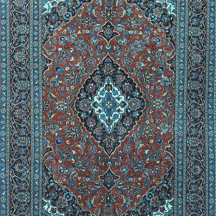Machine Washable Medallion Light Blue Traditional Rug, wshtr1159lblu