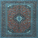 Square Medallion Light Blue Traditional Rug, tr1159lblu